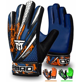 Goalkeeper Gloves for Kids Boys Youth, Soccer Goalie Gloves Kids with Double Wrist Support, Strong Grip Double Padded Palm football gloves boys (Blue, Size 3 suitable for 5 to 6 years Old)
