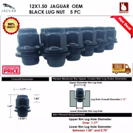MR.NEIO 5PC JAGUAR 12X1.5 BLACK LUG NUTS FIT JAGUAR S/X/F TYPE XE XF XJ STOCK WHEEL