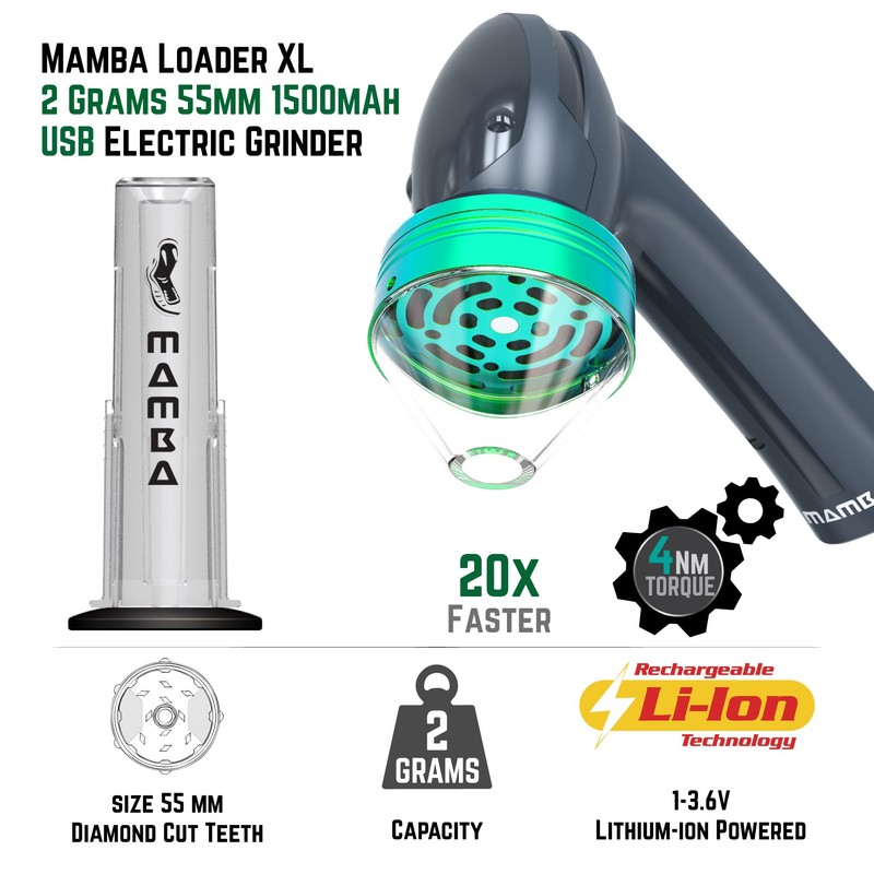 Mamba Loader XL 2g Gray USB Electric Herb Grinder. Small