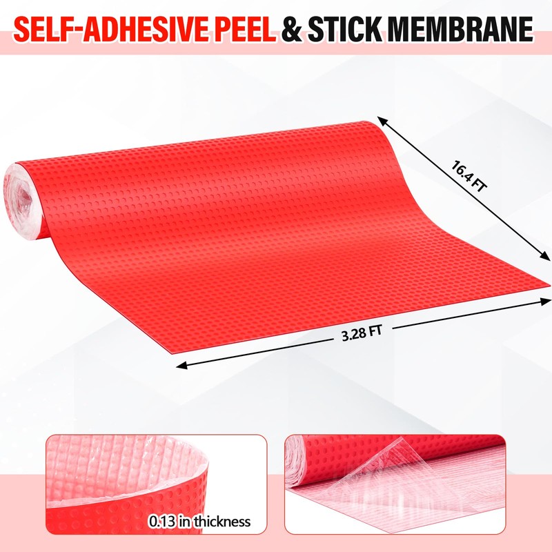 Drydiet Uncoupling Membrane for Tile Floor Self-Adhesive Tile 1/8''(3.3mm) Uncoupling