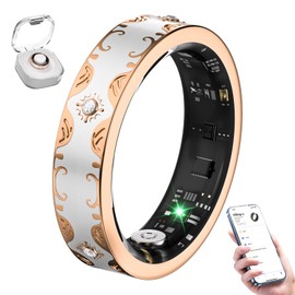 10 Gen Diamond Smart Ring and Wireless Charging Case【Industry Ranking No.1 – 0 Measurement Error】2025 Smart Ring Women for Sleep Monitoring, Wearable SpO2, Compatible with Android and iOS【White 10#】