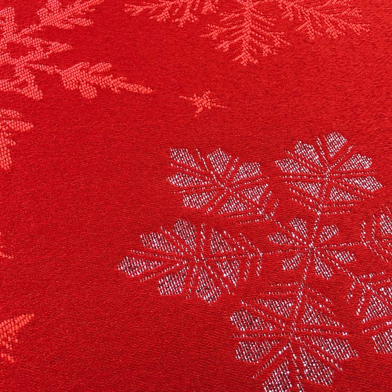 CAIT CHAPMAN HOME COLLECTION Red Snowflake Metallic Jacquard Woven Tablecloth