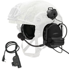 TSVISIONCORE COMTA 2 Helmet-Type Tactical Headset with U94 PTT 2pin，Noise Canceling Headphones，for Airsoft Hunting Shooting (Black)