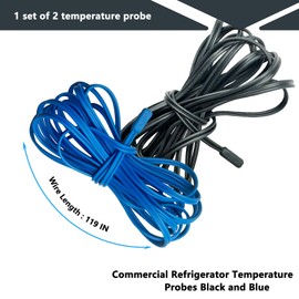 Set of 2 Temperature Probe Sensors for Black and Blue Commercial Refrigerators and Freezers (Black and Blue 1 of Each)