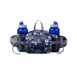 WATERFLY Waist Bag Fanny Pack with Water Bottle Holder Hiking Waist Pack for Men Women Traveling Walking Camping Waist Pouch (Black Camouflage)