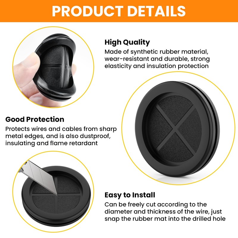 Firewall Rubber Grommets 1-11/16" ID 2" Drill Hole Double-Sided Hole