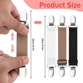 Aeaocvo Pack of 6 Cardigan Clip Elastic Dress Cinch Clip Women's Braces Clips for Jumper Dresses Shirts Jackets (Black + White + Brown), Metal