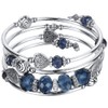 BULINLIN Crystal Beads Layered Bangle Bracelet, Silver Plated Metal Wrap