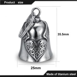 NJCXOLA Guardian Bell Biker Bell, Motorcycle Bell Lucky Charm, Stainless Steel Motorcycle Bell, Protective Bell Angel Riding Bell, Motorcycle Bell Keyring for Blessing the Peace, Lucky Charm