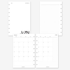 MAY PAPER CO. 2026 Half Letter Monthly with Notes Planner Refill, Month on Two Page Agenda Refill for 8-Discs Notebook Levenger Circa Junior, Arc by Staples, TUL Junior 5.5 x 8.5 (Separable Months, Monday Start)