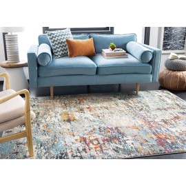 Safavieh Madison Collection MAD471F Modern Abstract Area Rug, 9' x 12', Grey / Blue