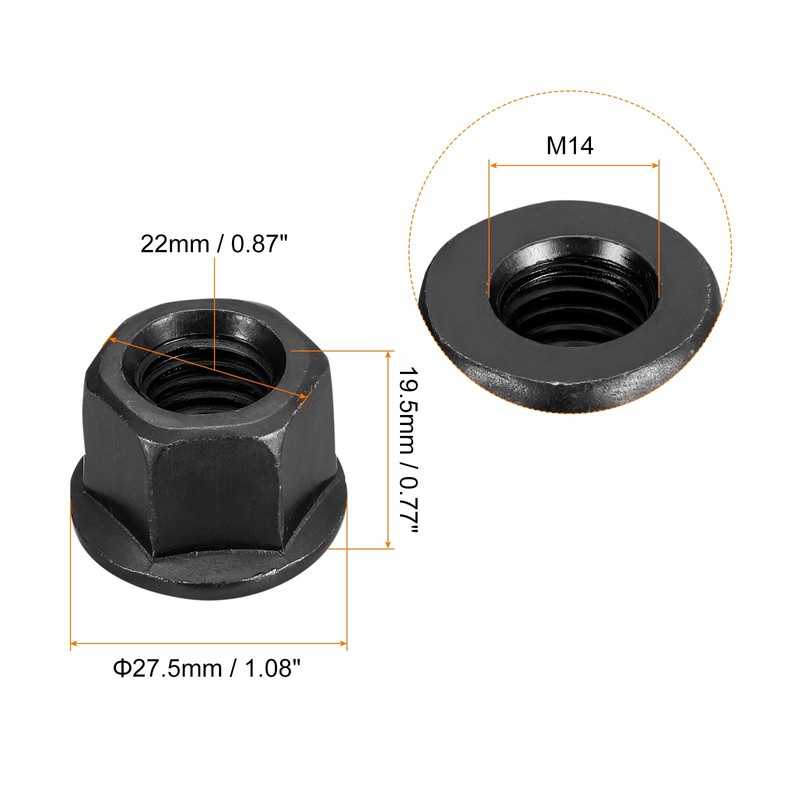 QUARKZMAN M14 Flange Hex Lock Nuts Grade 10.9 Carbon Steel