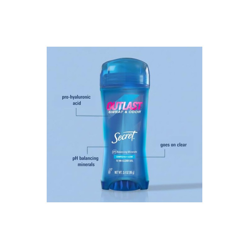Secret Outlast Xtend Gel Antiperspirantante Desodorante Limpieza Total 3.4 oz