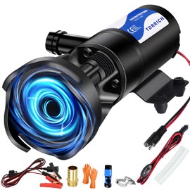 TDRRICH RV Macerator Waste Water Pump 12V,15PSI 12GPM Portable Sewage Chopper Pump Kit with Hose for Boat,Self-Priming RV Black Sewer Pump for Waste Water Dumping for Toliet Yacht Kitchen Marine