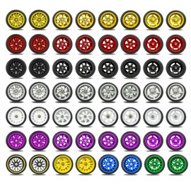 28 Set 1/64 Wheels and Tires Kit, 1:64 Scale Model Hot Wheel Rims Rubber Tires Random Color Replacement Accessories for Model Cars Upgraded and Modified,Mixed Styles