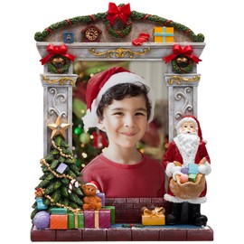 FINE PHOTO GIFTS Christmas Mantel Light Up Holiday 5" x 7" Resin Picture Frame