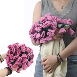 PHQMPSGYOK Crochet Flower Bouquet Blanket Pink Blanket Teacher Mom Graduation Birthday Gifts for Women Flower Bouquet rocheted Pink Blankets Throw Blanket Valentine's Day Gifts 43 Inches