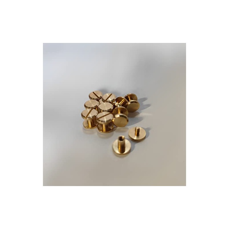 feedal 10 Set 6mm Brass Button Studs Rivets Screwback Screw