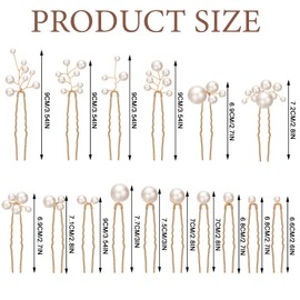 Liliaafar 16 Pieces Gold Bridal Hair Accessories Pearl Wedding Hairpins U Shape Pearls Pins Barrette for Brides Bridesmaid Women