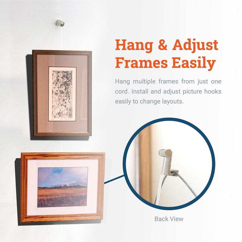 Bullet Hanger with Nylon Cable and Gallery Hooks - Supports