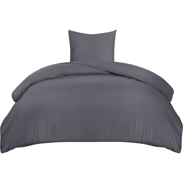 Utopia Bedding Bed Linen 135 x 200 cm Set, Microfibre Duvet Cover 135 x 200 cm + 1 Pillowcase 80 x 80 cm, Grey