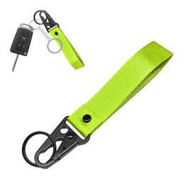MUQIDA Motorcycle Keychain, Fabric Car Key Wrist Lanyard with Metal Ring, Wristlet Strap Key Chain Holder for Men Women (Fluorescence Green)