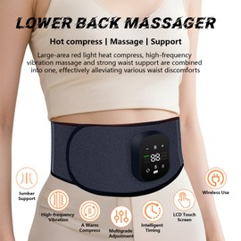 Wtruoy Back Massager Belt Cordless,Upgraded Red Light Heating Pad for Low Back,3 Vibration Electric Massager,6 Heat,Present for Women Men Mom Dad