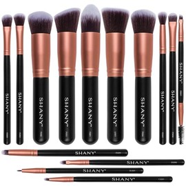 SHANY Rose All Day - Juego de brochas de 14 piezas, colección Elite Cosmetics Brush - Juego completo de brochas de maquillaje Kabuki en oro rosa - 14 