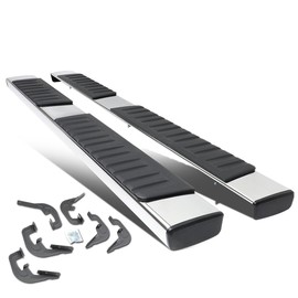 DNA MOTORING 6" Stainless Steel Nerf Step Bar Running Board Compatible with 07-18 Silverado 1500 Extended Cab, 07-19 Silverado/Sierra 2500HD 3500HD Extended Cab, Black/Sliver, STEPB-ZTL-8018