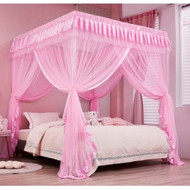 Bed Canopy Canopy Bed Curtains - Princess Bed Canopy for Girls - Bed Drapes Netting Mosquito Net for Bed- Bedroom Decoration Accessories (Pink, Small Double-1 X Bed Canopy)