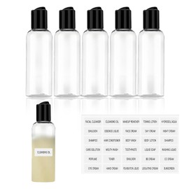 Pack of 5 travel bottles for filling, 100 ml travel bottles, plastic bottles for filling, transparent plastic bottles, empty filling bottles, travel for shampoo, lotion, conditioner and cosmetic