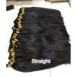 Unprocessed Wet and Wavy No Weft 100% Remy Hair Extensions Human Hair Bulk Water Wave Hair Bulk for Braiding Burmese Curlycolor: bulk hair straight, Stretched Length: 18 in