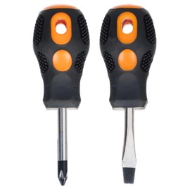 Set of 2 Handy Short Compact Screwdriver Set - Ideal for General Use and Confined Spaces.Short Screwdriver