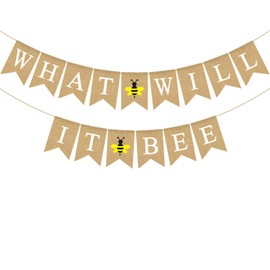 Rainlemon Jute Burlap What Will It Bee Banner Bumble Bee Theme Gender Reveal Boy or Girl Party Garland Decoration