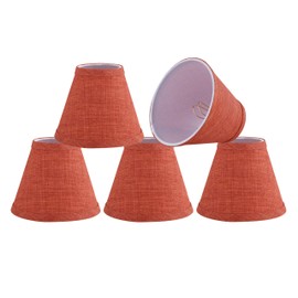 Aspen Creative 51044-5,Hardback Empire Transitional Clip-On Chandelier Shade/Brick Red Burlap Textured Fabric. 3"Top x 6"Bottom x 5"Slant.Set Of 5.
