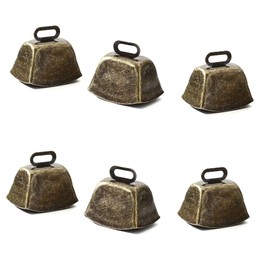 Naisfei 6 Pcs Cow Horse Sheep Grazing Copper Bells, Vintage Cowbell Horse Call Bells Horse Bell Sheep Bells Small Bells for Crafts Cow Bells Copper