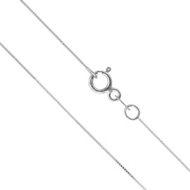 Honolulu Jewelry Company 14K Thin Real Solid White Gold 0.5mm Box Chain Necklace Spring-Ring Clasp - 20 Inches