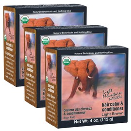 Light Mountain Natural Hair Color & Conditioner, Light Brown, 4 oz (113 g) (Pack of 3)
