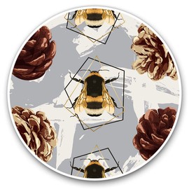 Vinyl Stickers (Set of 2) 10cm - Art Deco Bumble Bee Autumn Decals for Laptops,Tablets,Luggage,Scrap Booking,Fridges, 2140