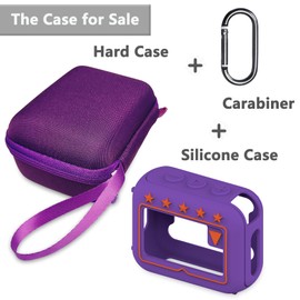 Silicone Cover and Hard Travel Case for JBL Go 4 Ultra Portable Bluetooth Speaker, Accessories for JBL Go 4 Pro Sound Bluetooth Speaker Stand Up Holder (Hard Case and Silicone Case) (Purple Case)