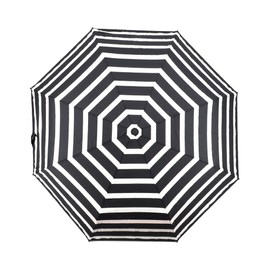 Fashion Lightweight Color Changing Mini Travel Sun & Rain Umbrella with 95% UV Protection, Black/White Strip, Compact Parasol
