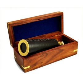 IOTC Science Purchase 78TELE15 Handheld Brass Telescope with Wooden Box