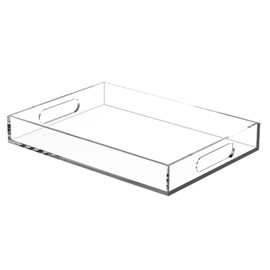 Acrylic Tray for Ottoman,Acrylic Organizers Tray Large, Serving Tray with Handle, Lucite Tray Organizer for Bench, Coffee Table Countertop, Kitchen, Bathroom, Living Room, Powder Room
