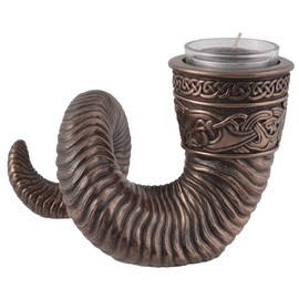 Veronese Germanic Tea Light Holder Ram's Horn Bronzed