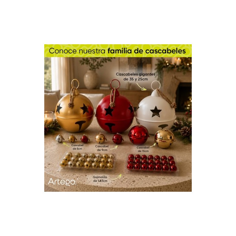 Artego Cascabeles navideños esferas Set de 16 cascabeles 5cm diámetro