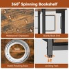 Housolution 5 Tier Rotating Bookshelf Tower with Storage, Rustic Brown