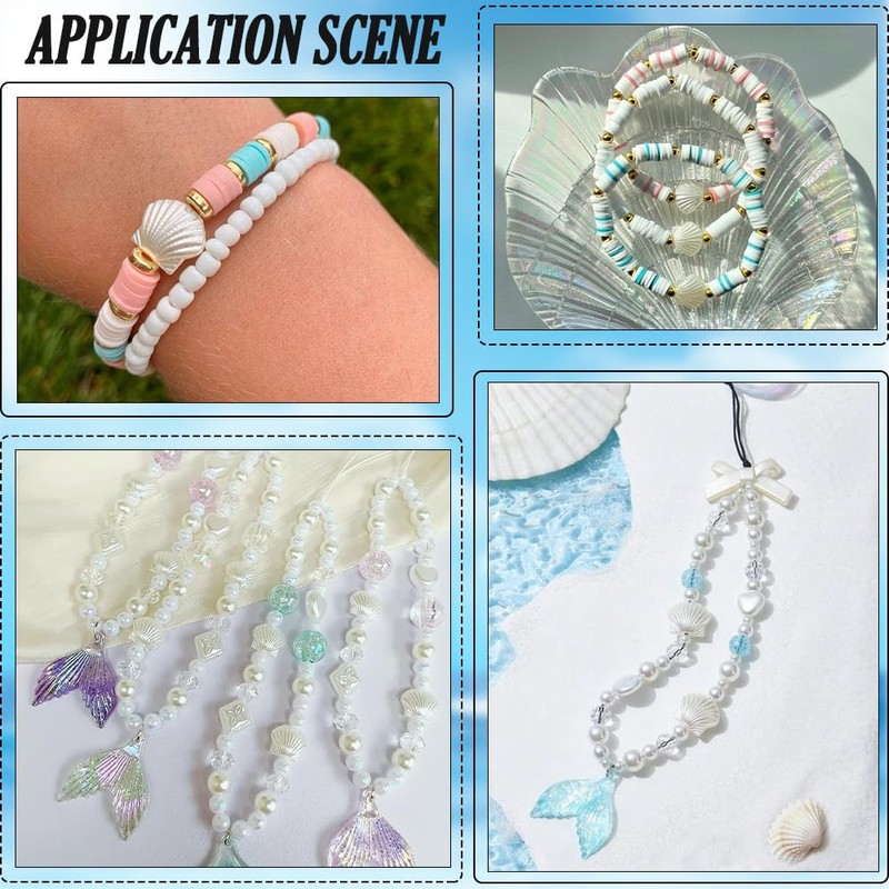 SUNNYCLUE 1 Box 400Pcs Shell Pearl Beads White Seashell Beads