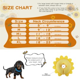 IEUUMLER Inflatable Recovery Dog Collar, Protective Donut Cone, Adjustable Soft Collar for Dog and Cat After Surgery Prevent from Biting & Scratching EU002 - Sunflower M+