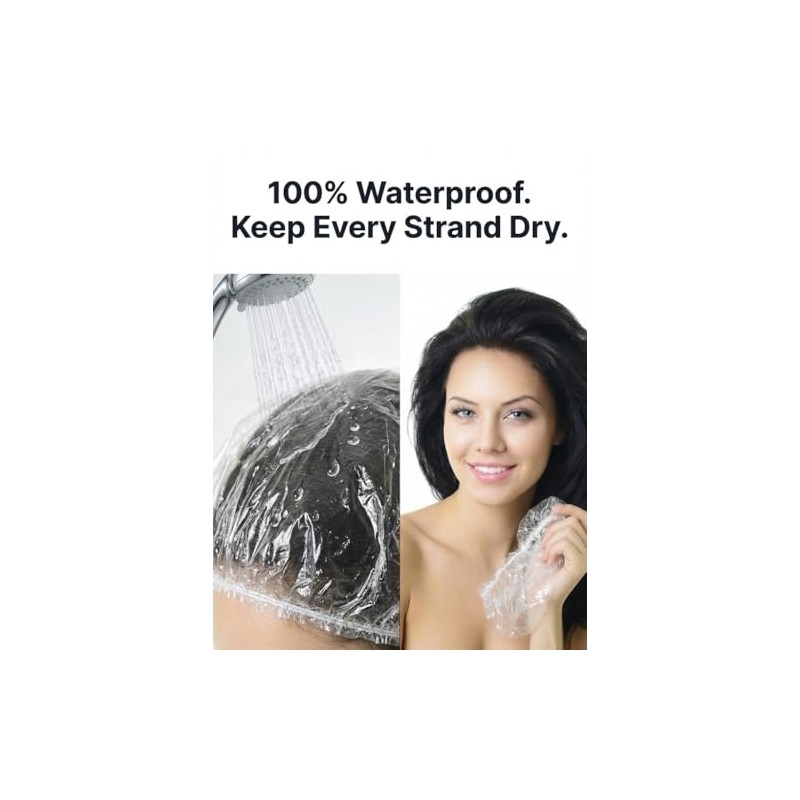 Aquior Gorro de ducha desechable, 100 gorras de baño, grandes,
