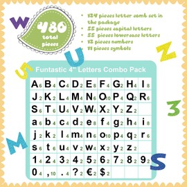 Tenare 268 Pcs 5 Inch Colorful Bulletin Board Letters Combo Set, Chalkboard Alphabet Letters Numbers, Cutouts Number Pack(Glitter Rainbow)